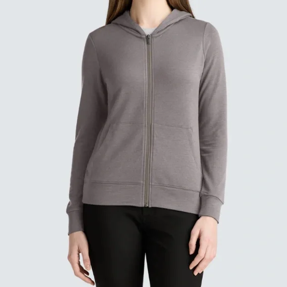 Unbound Merino Compact Travel Hoodie in Dark Fossil XS - Picture 2 of 7